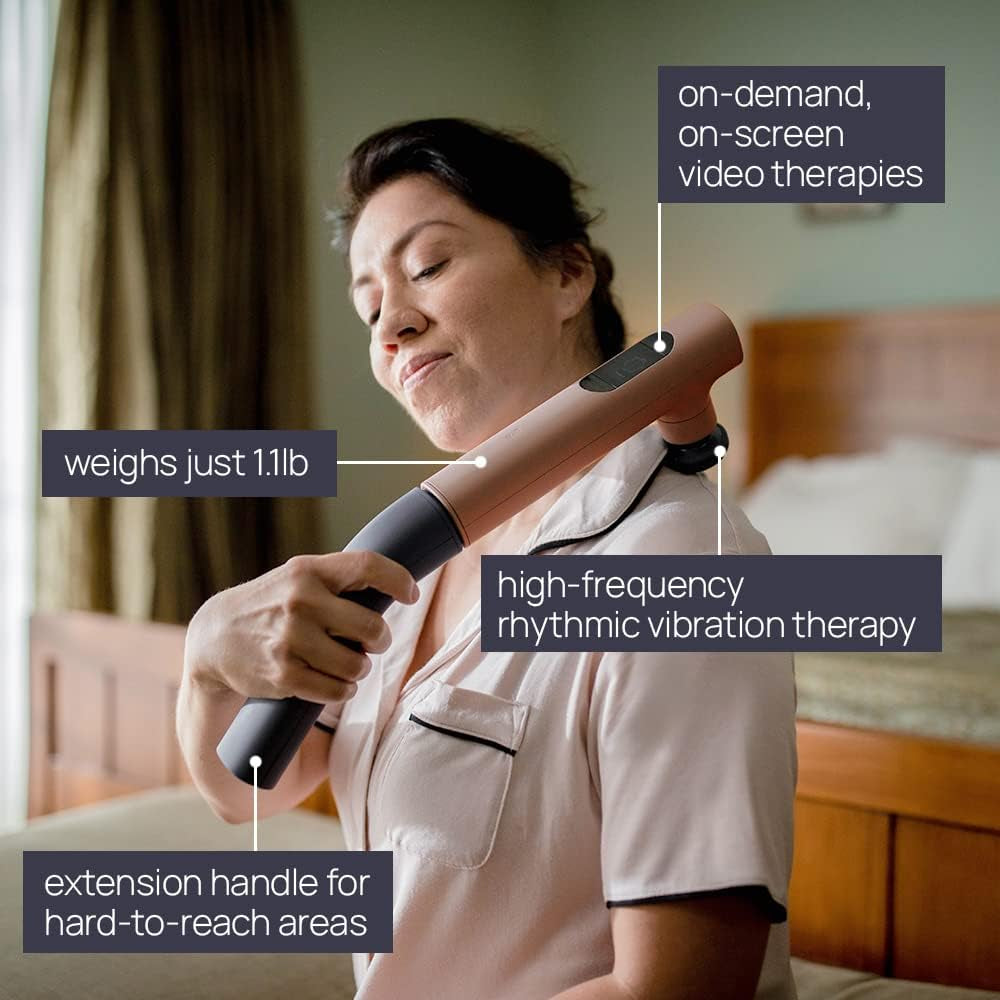 the Therapeutic Massager with Rhythm Therapy™ for Muscle Pain Relief & Relaxation, Compact & Lightweight, Wi-Fi-Enabled, Works with Android/Ios Smartphones, Terracotta
