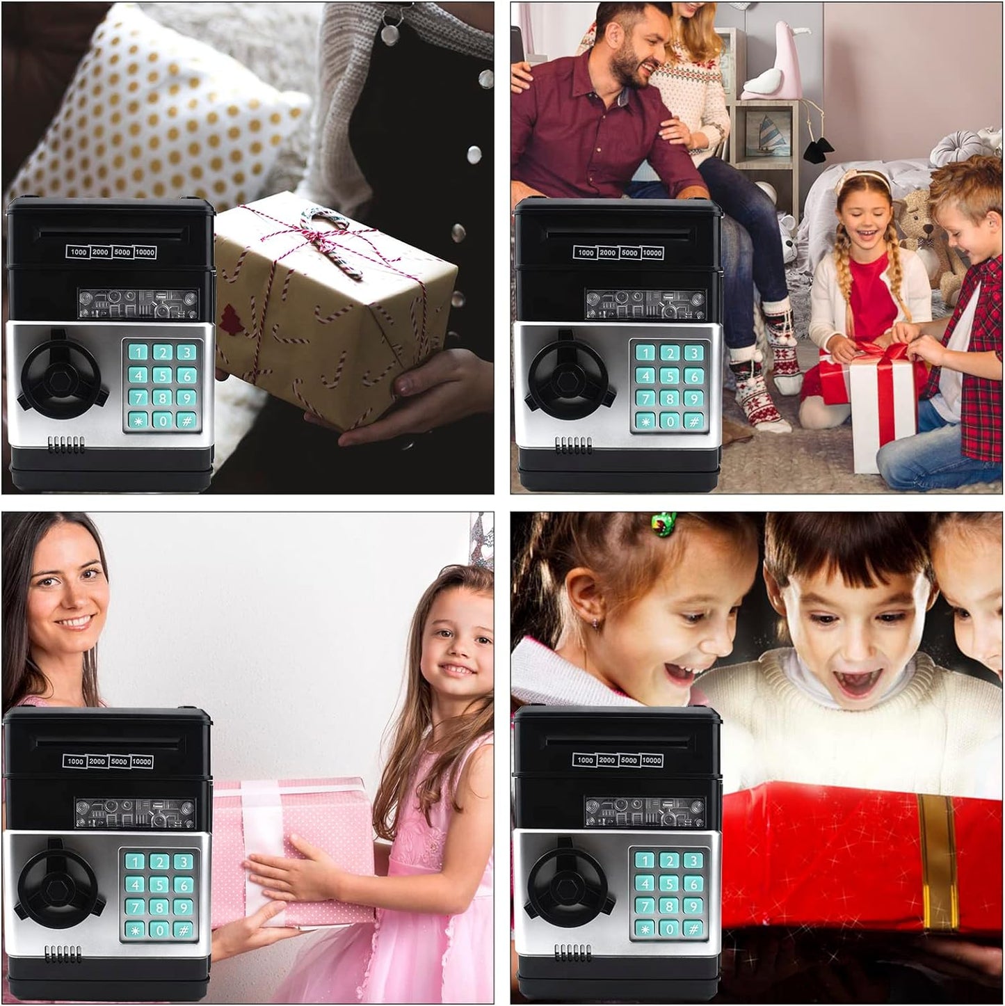 Piggy Bank Electronic Mini ATM for Kids Baby Toy, Safe Coin Banks Money Saving Box Password Code Lock for Children,Boys Girls Best Gift (Black)