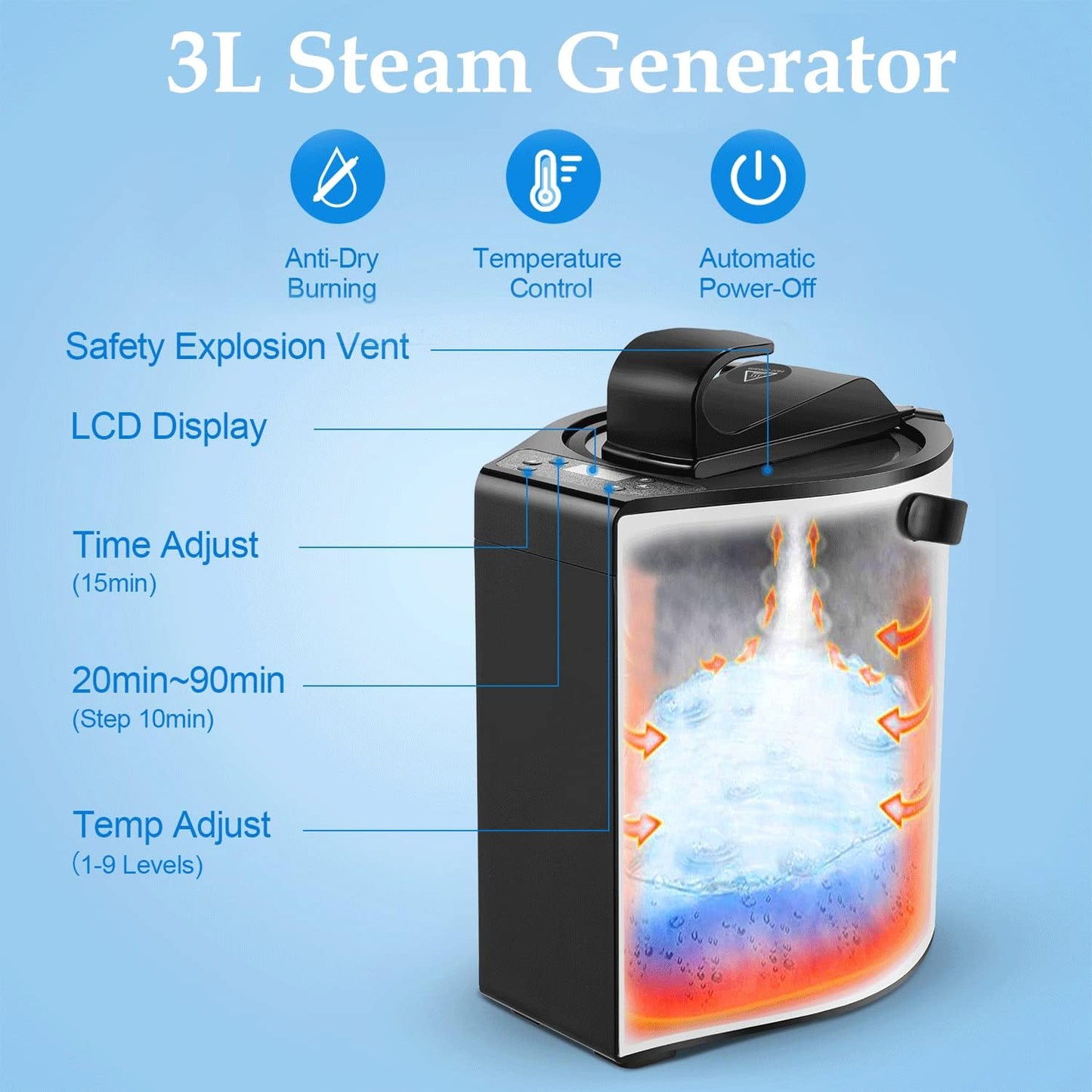 Portable Steam Sauna for Home, 3L Personal Sauna Steamer Full Body, 800W Indoor Sauna Tent, Steam Room with 9 Adjustable Temperature, Remote Control, Foldable Chair for Detox, Relaxation (Linen)