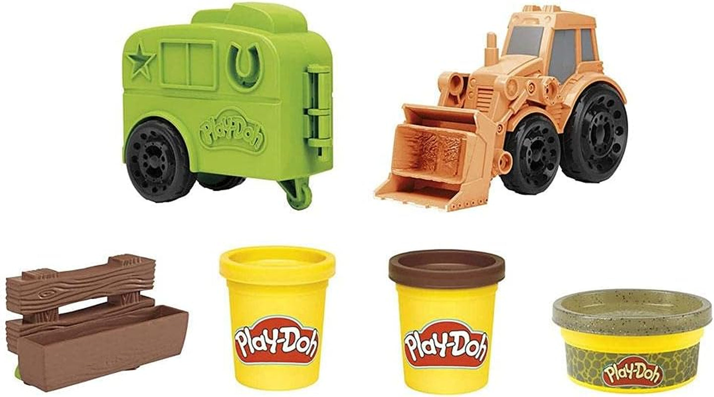 Wheels Tractor Farm Truck Toy for Kids 3 Years and up with Horse Trailer Mold and 3 Cans of Non-Toxic Modeling Compound