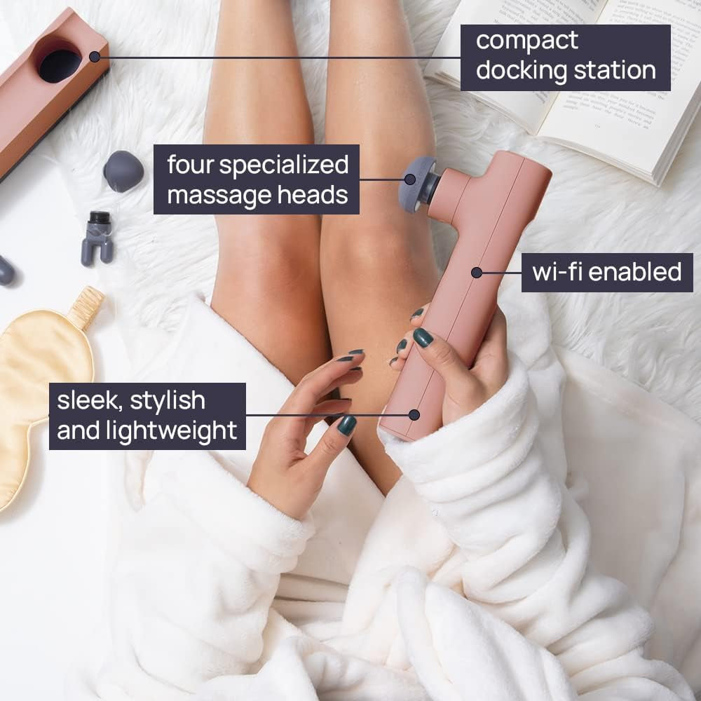 the Therapeutic Massager with Rhythm Therapy™ for Muscle Pain Relief & Relaxation, Compact & Lightweight, Wi-Fi-Enabled, Works with Android/Ios Smartphones, Terracotta