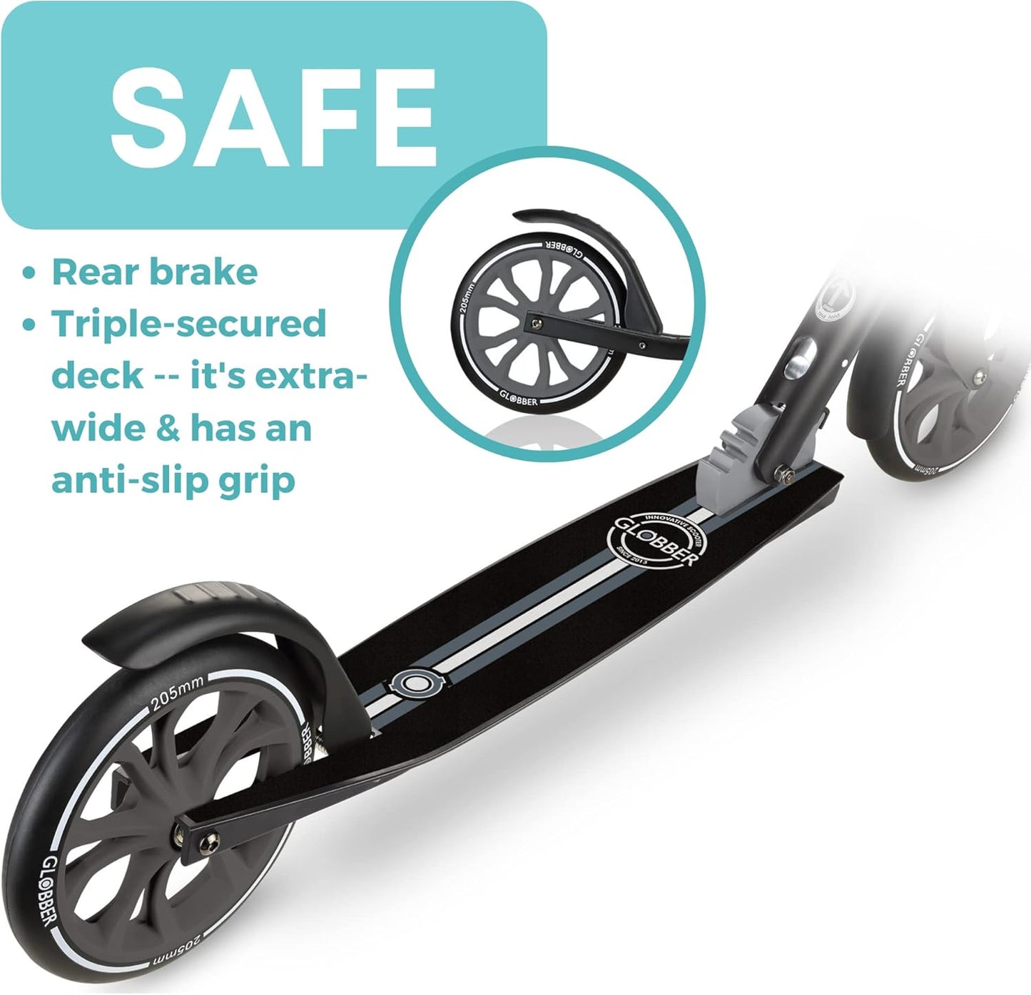 NL 205 Folding Scooter with 2 Wheels with Front Suspension for Children Aged 8+