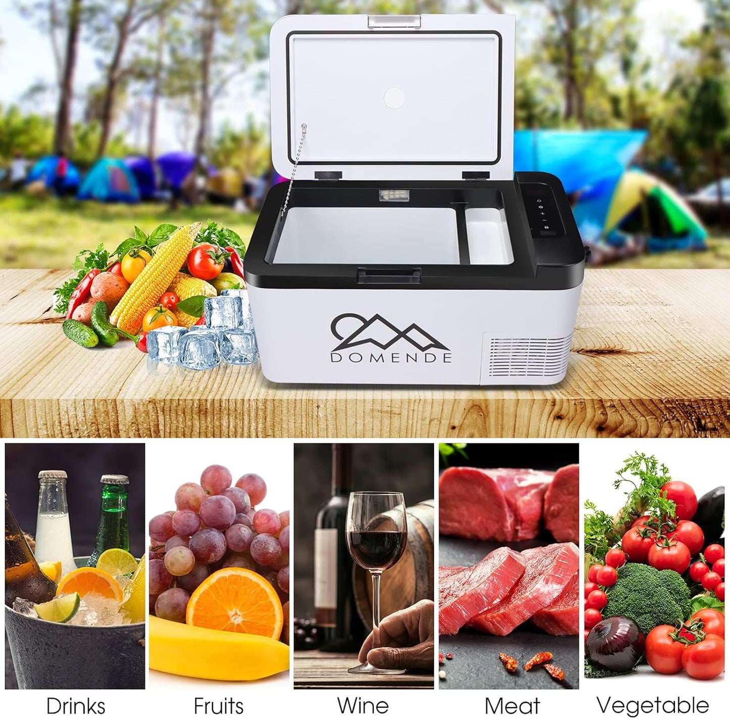 Apexcool 12 Volt Portable Refrigerator 19 Quart Compressor Electric Cooler -4℉-68℉, 12/24V DC and 100/240V AC Compact Vehicle Fridge for Truck, Van, RV, Camping, Picnic and Home, One Size, (Domende)