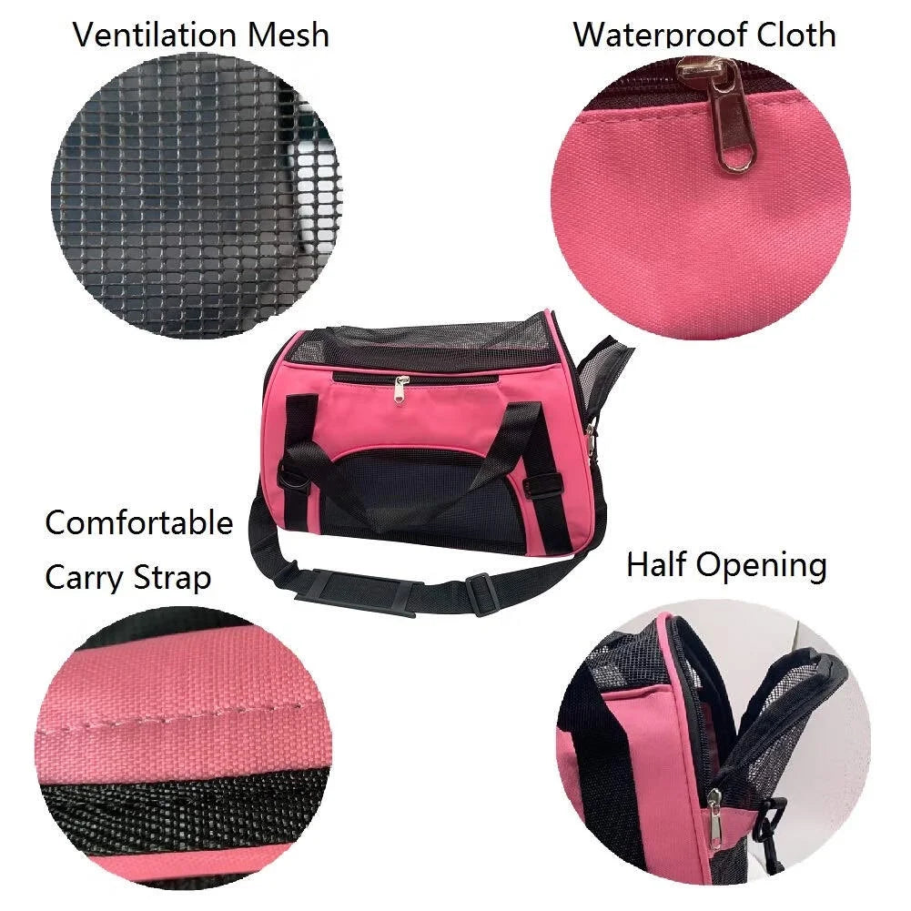 Cat Carrier Soft Pet Carrier,Pet Carrier Airline Approved Cat Carriers & Dog Carriers for Small Dogs,Breathable Mesh Travel Portable Bag & Pet Carrier for Cat,Pink