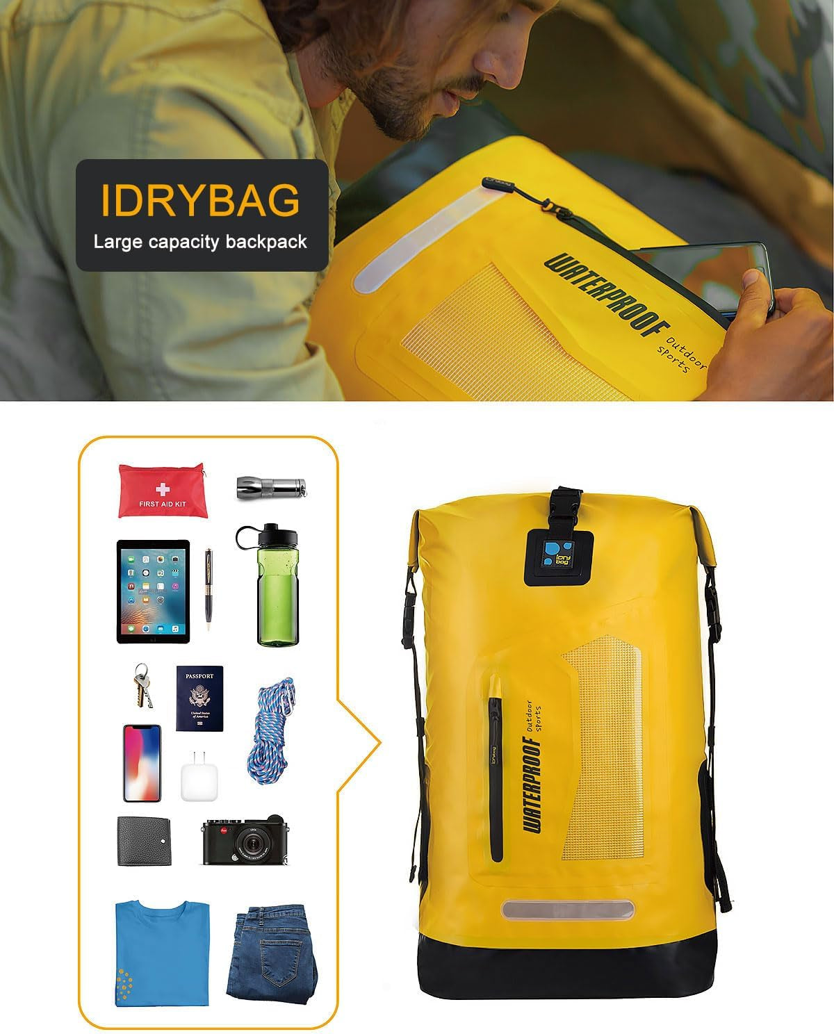 Waterproof Backpack Dry Bag 20L/30L/40L, Floating Dry Backpack Waterproof for Men, Dry Sack Waterproof Bag for Kayak