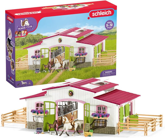 Horse Club, 44-Piece Playset, Horse Toys for Girls and Boys 5-12 Years Old Riding Center with Rider and Horses