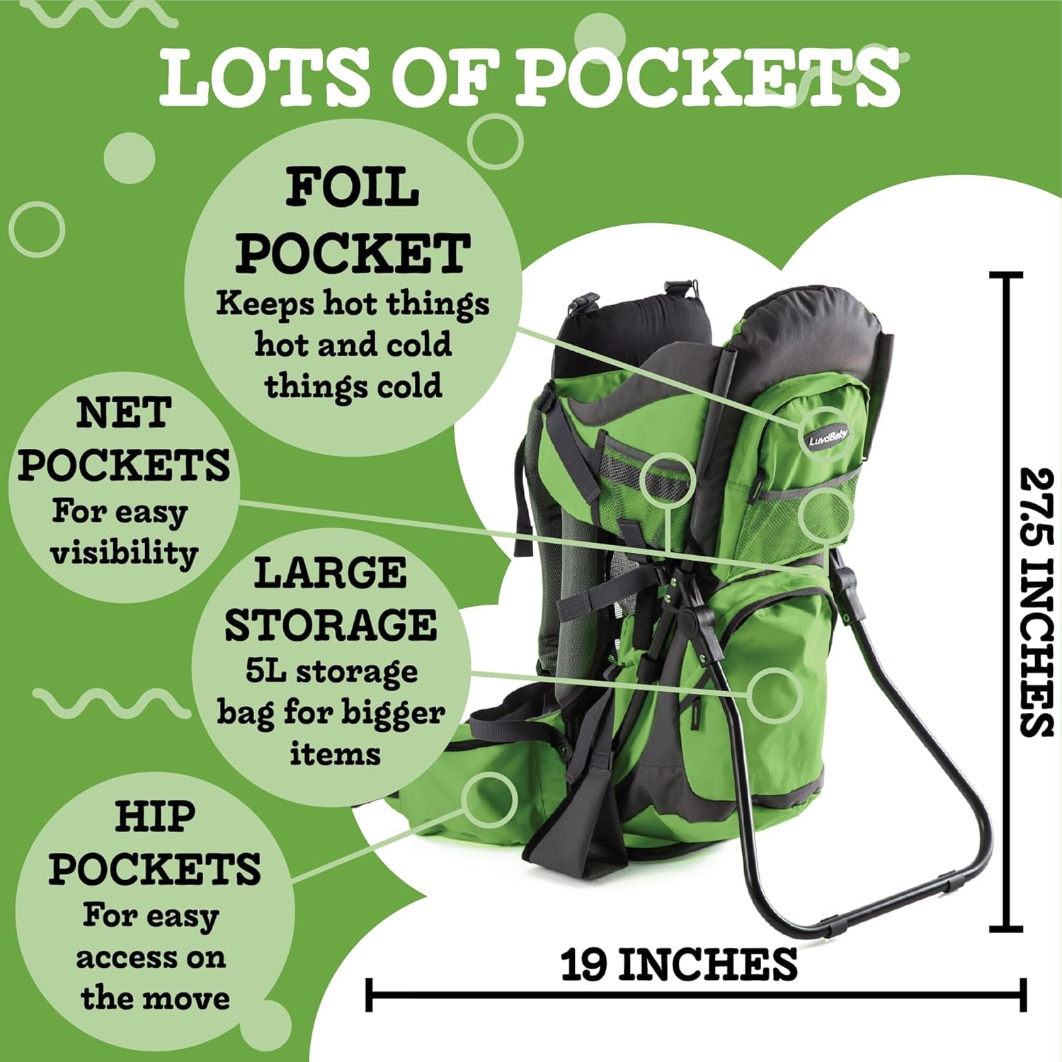 Hiking Baby Carrier Backpack - Comfortable Baby Backpack Carrier - Toddler Hiking Backpack Carrier - Child Carrier Backpack System with Diaper Change Pad, Insulated Pocket + Rain and Sun Hood