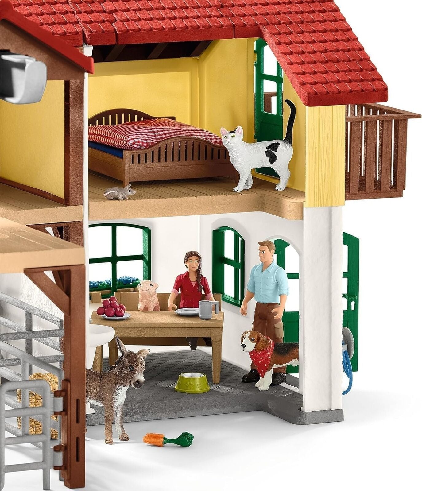 Schleich Farm World — Large Farm House, 97-Piece Toy Farm House with 3 Roo