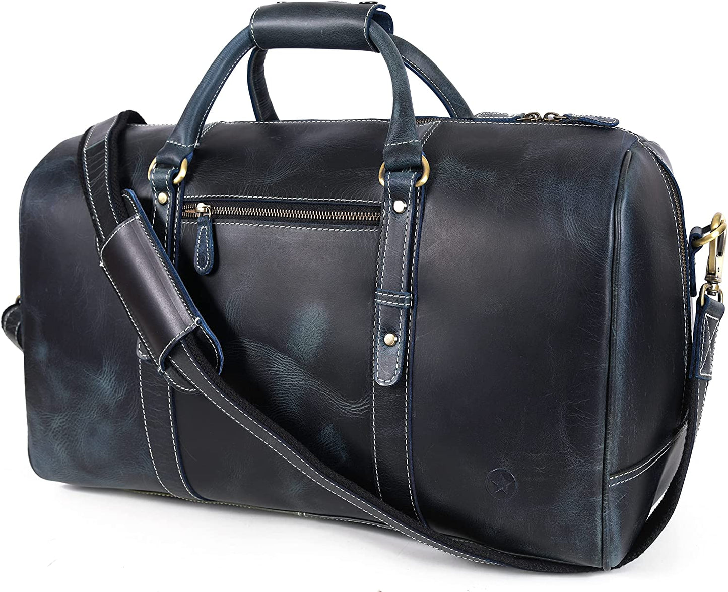 Leather Travel Duffel Bag | Gym Sports Bag Airplane Luggage Carry-On Bag | Gift for Father'S Day by Aaron Leather Goods