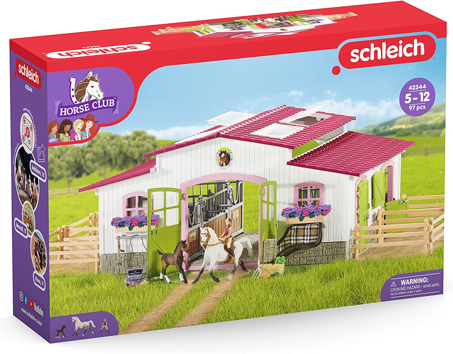 Horse Club, 44-Piece Playset, Horse Toys for Girls and Boys 5-12 Years Old Riding Center with Rider and Horses