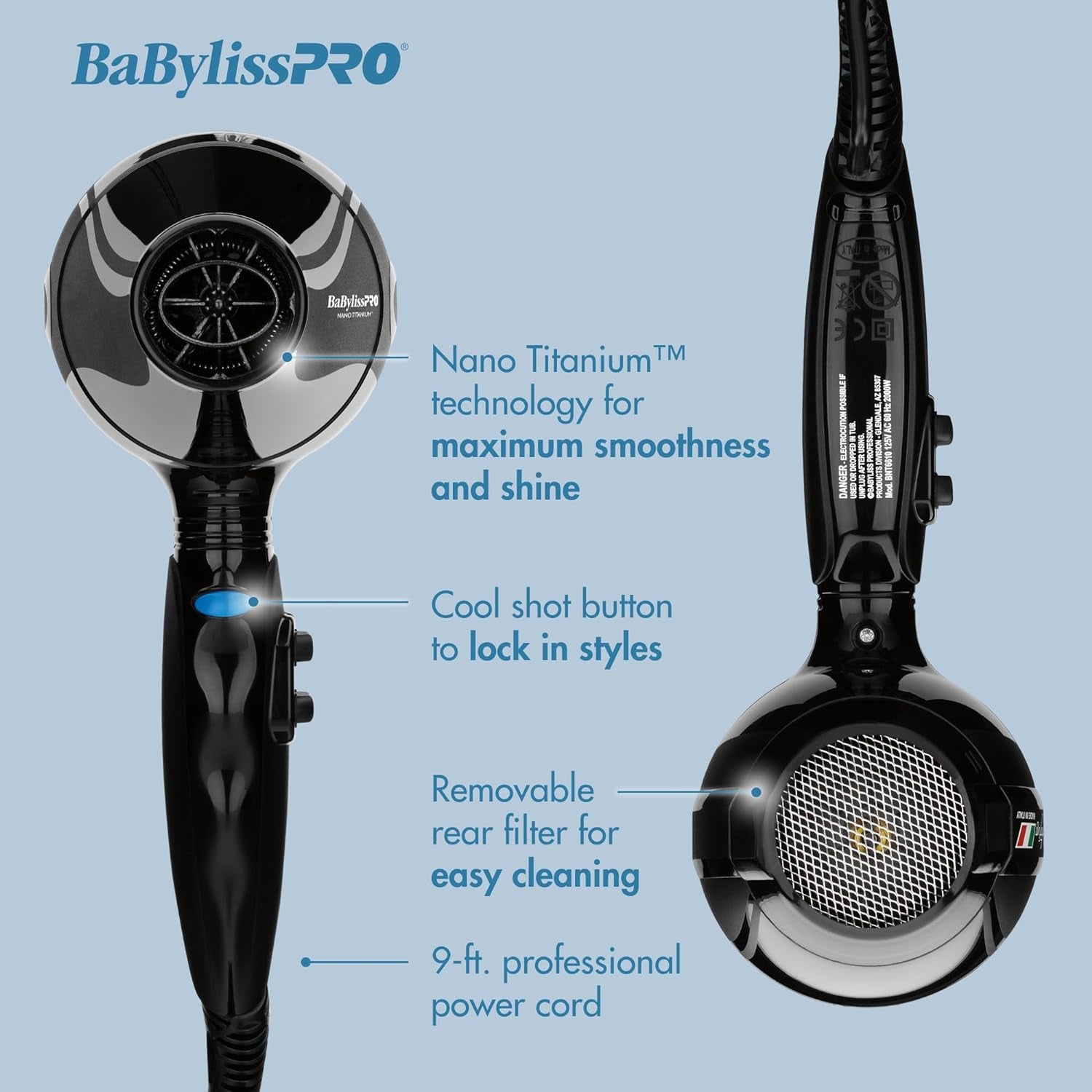 Hair Dryer, Nano Titanium Portofino 2000-Watt Blow Dryer, Hair Styling & Appliances