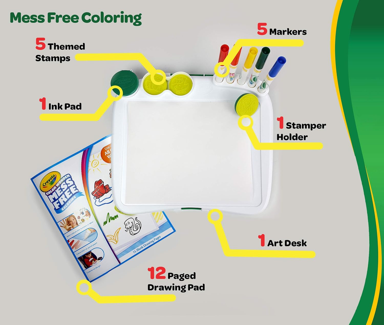 Color Wonder Mess Free Art Desk with Stamps, 20+ Pieces, Kids Toys