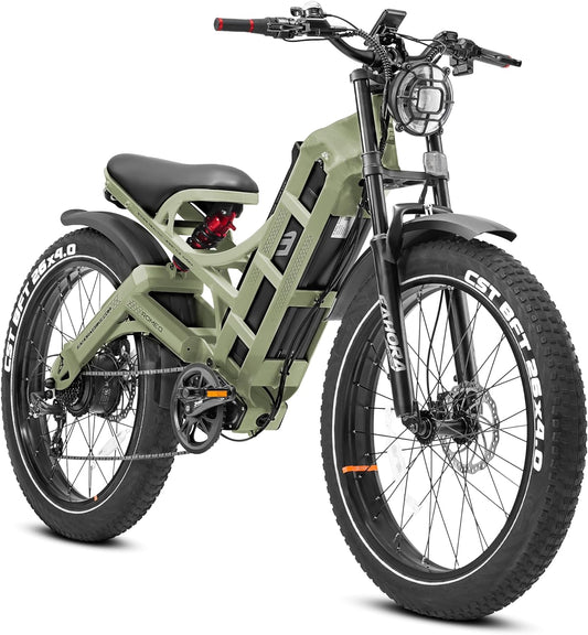 Eahora Romeo Pro (Newest Upgraded) 60Ah Peak 1600W Electric Bike for Adults 100-200 Miles Long Range Electric Bike 26 * 4.0 Fat Tire Electric Bike Full Suspension Electric Mountain Bike