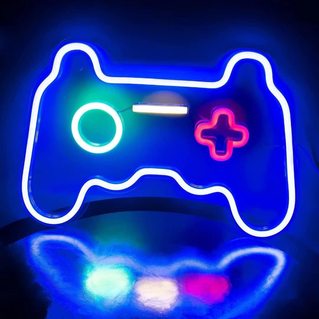 Neon Signs for Bedroom Wall Decor, Gaming Neon Lights for Game Room Decor, Game Controller USB Powered Switch LED Light up Sign Cool Gamer Wall Decoration Gifts for Teen Boy Christmas Gift, Man Cave