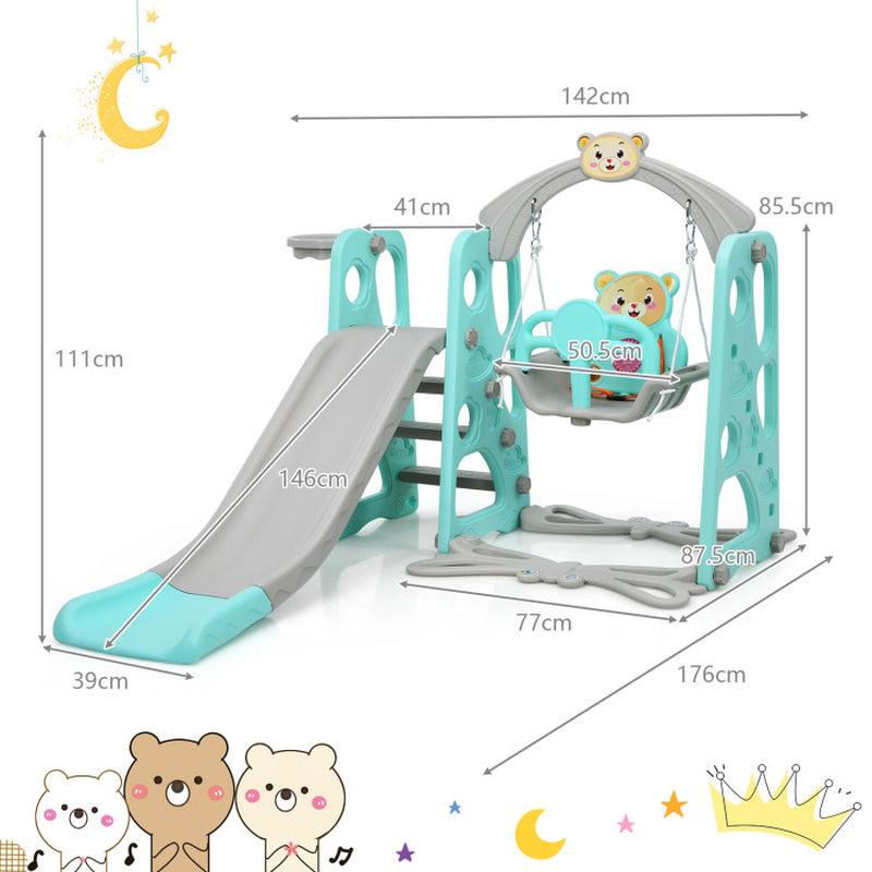 3-In-1 Toddler Climber and Swing Set Slide Playset