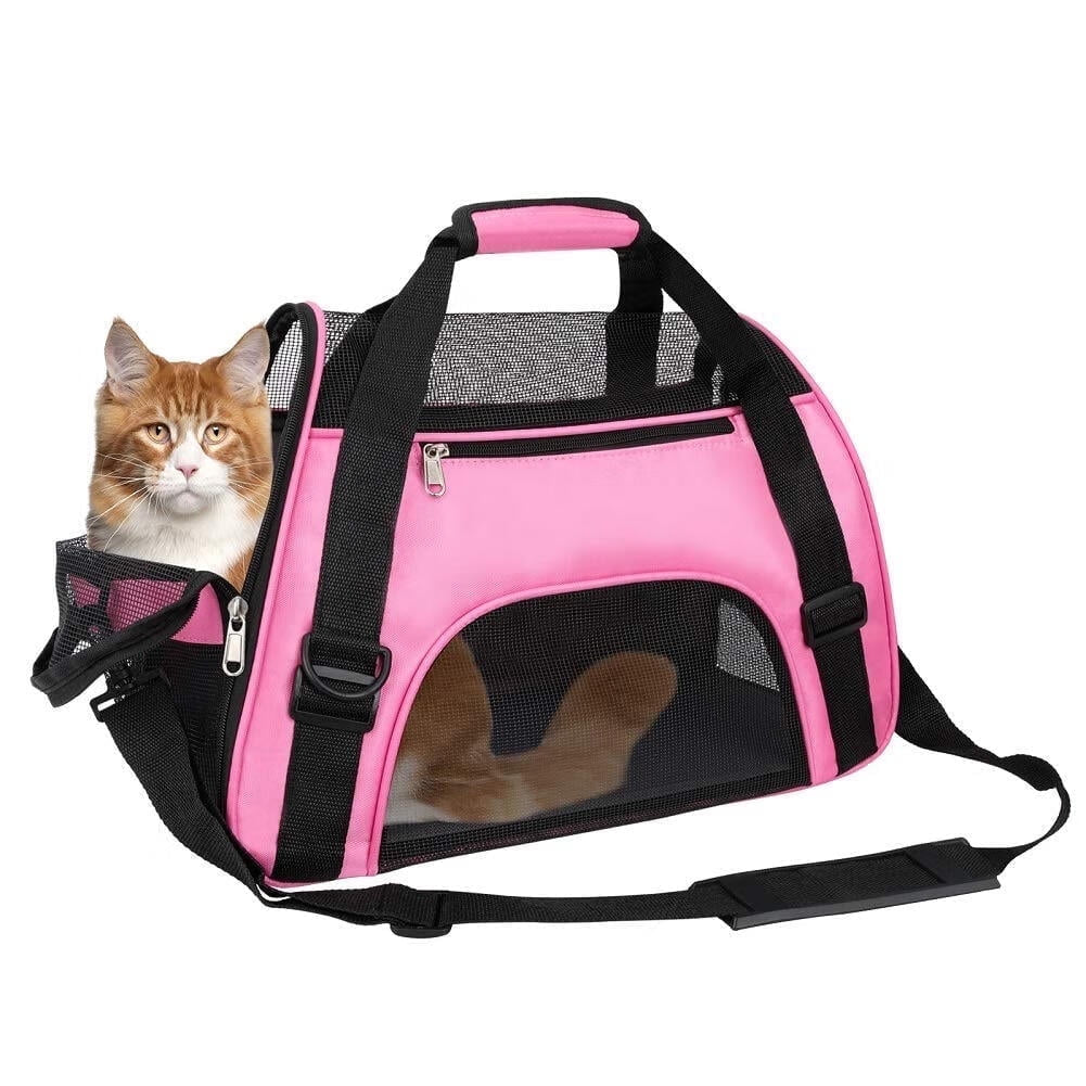 Cat Carrier Soft Pet Carrier,Pet Carrier Airline Approved Cat Carriers & Dog Carriers for Small Dogs,Breathable Mesh Travel Portable Bag & Pet Carrier for Cat,Pink