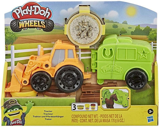 Wheels Tractor Farm Truck Toy for Kids 3 Years and up with Horse Trailer Mold and 3 Cans of Non-Toxic Modeling Compound