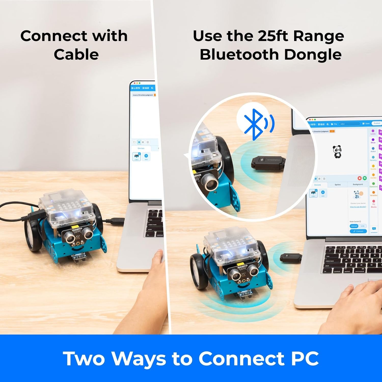 Mbot Robot Kit with Dongle, 25Ft Range Bluetooth Conection, STEM Projects for Kids Ages 8-12 Learn to Code with Scratch Arduino, Robot Kit for Kids, STEM Toys for Beginners