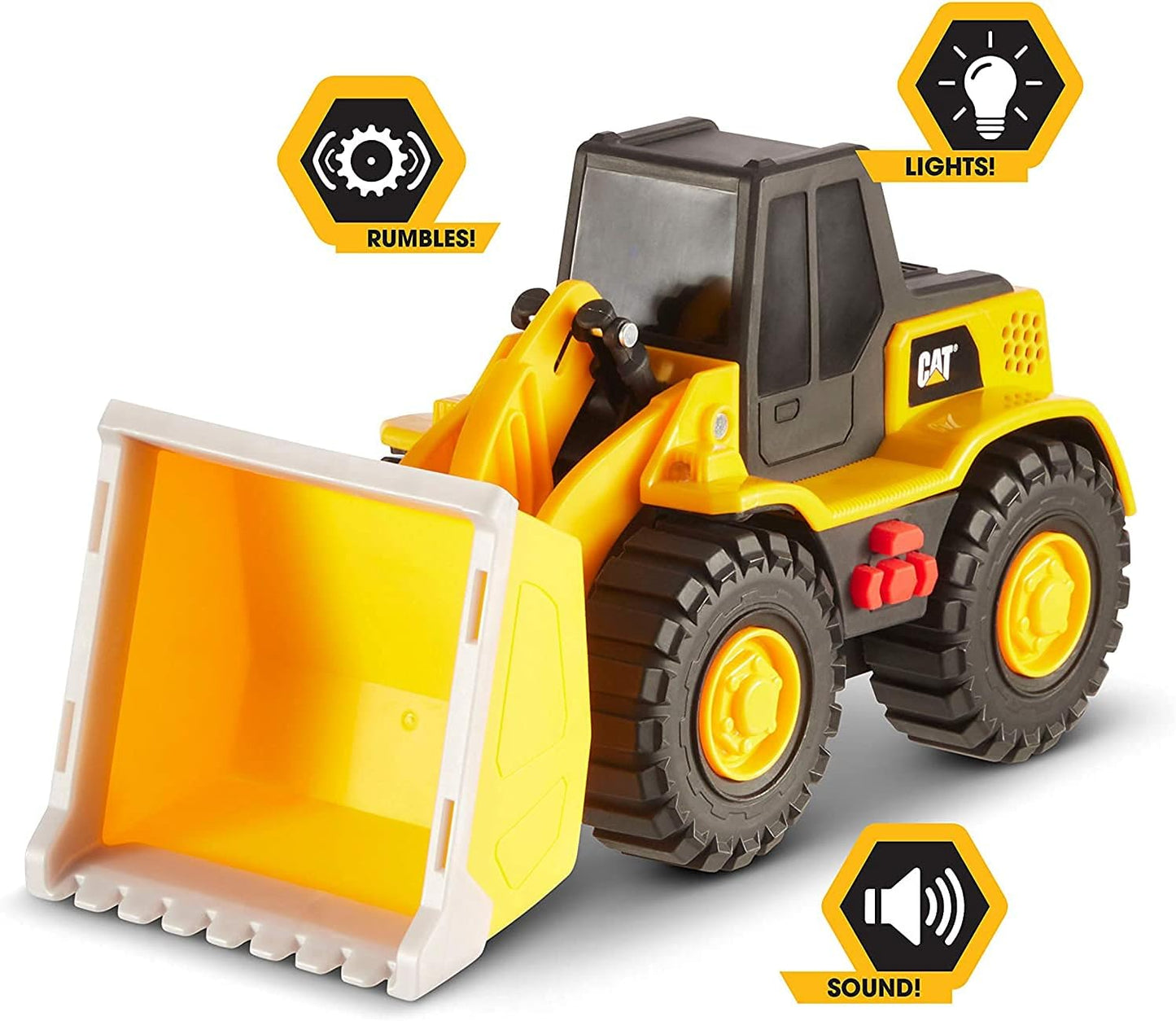 Construction Toys, 10" Tough Machines Toy Front Loader with Lights & Sounds, Realistic Lights & Sounds + Rumbling Action, Ages 3+