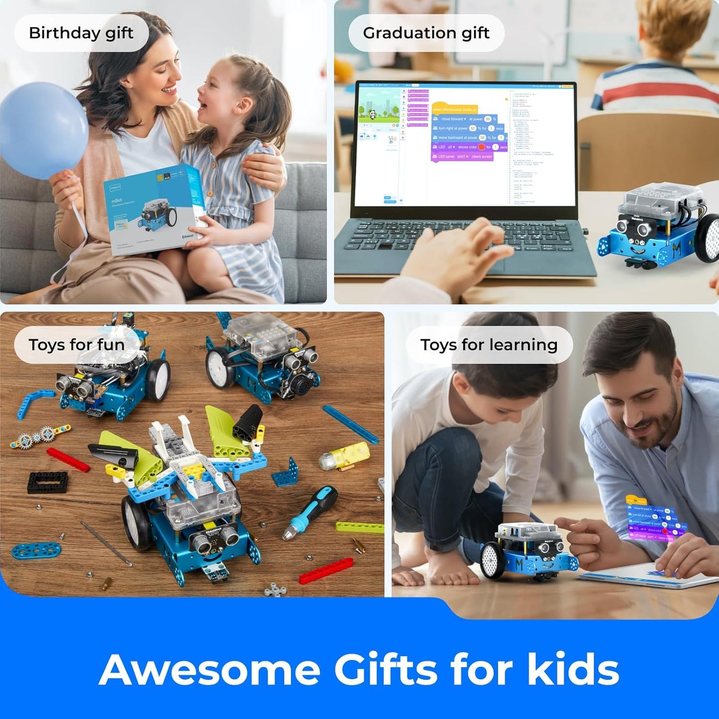 Mbot Robot Kit with Dongle, 25Ft Range Bluetooth Conection, STEM Projects for Kids Ages 8-12 Learn to Code with Scratch Arduino, Robot Kit for Kids, STEM Toys for Beginners