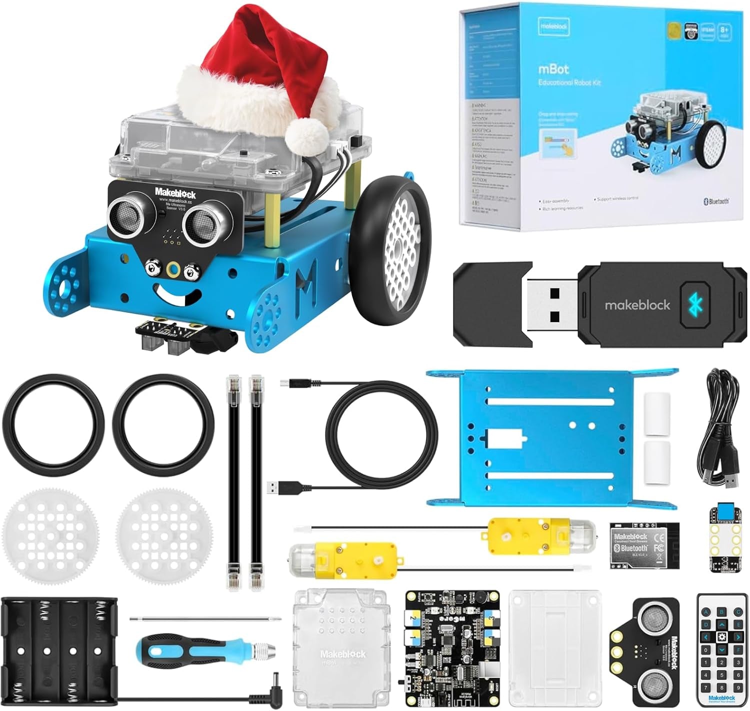 Mbot Robot Kit with Dongle, 25Ft Range Bluetooth Conection, STEM Projects for Kids Ages 8-12 Learn to Code with Scratch Arduino, Robot Kit for Kids, STEM Toys for Beginners