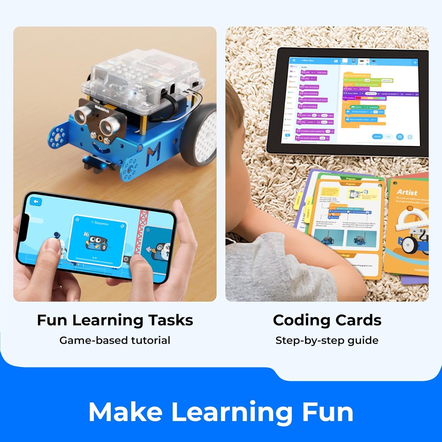 Mbot Robot Kit with Dongle, 25Ft Range Bluetooth Conection, STEM Projects for Kids Ages 8-12 Learn to Code with Scratch Arduino, Robot Kit for Kids, STEM Toys for Beginners